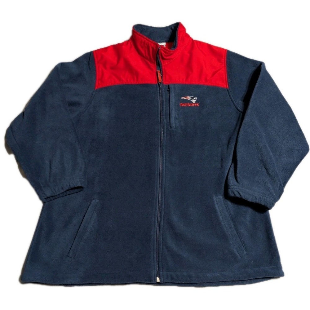 NFL New England Patriots Womens 2X Full Zip Fleece Jacket Navy Red Team‎ Apparel